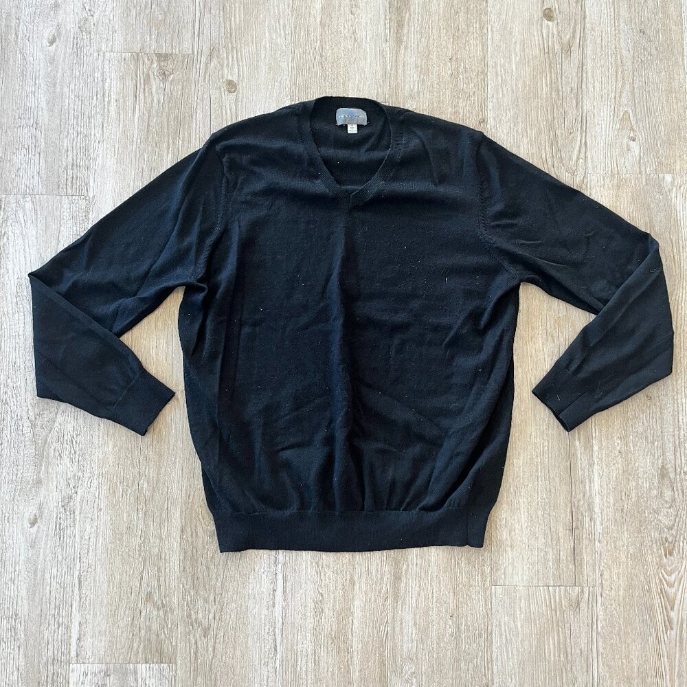 Mens Thomas Dean Black Wool Blend Sweater - XL